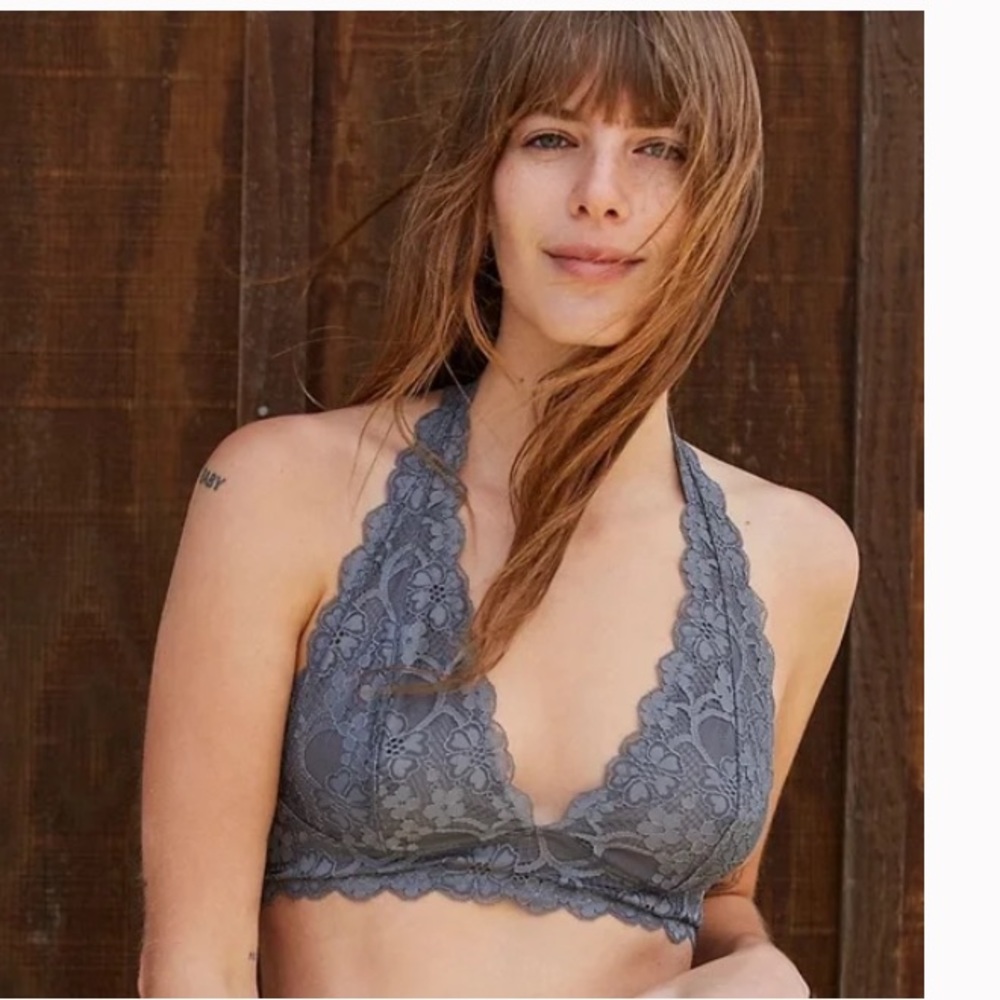 Free People Intimately Galloon Lace Halter Bralette BUNDLE